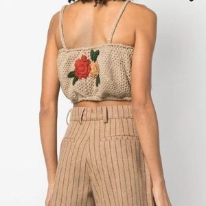 NWT TU LIZE' embroidered crochet-knit crop top